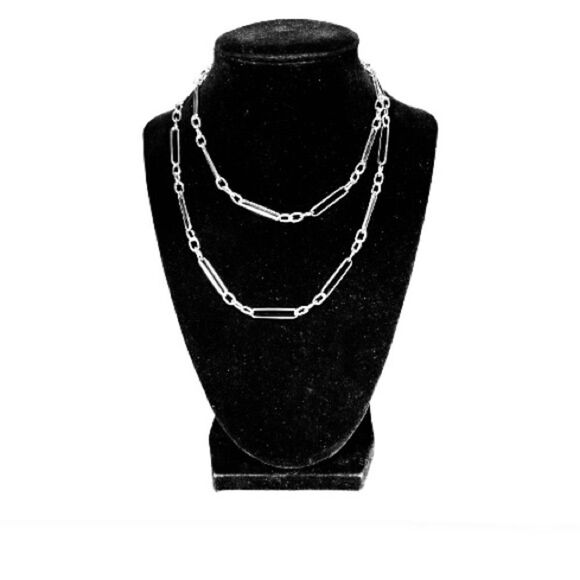 Silver Chain Link Necklace New - Picture 1 of 5